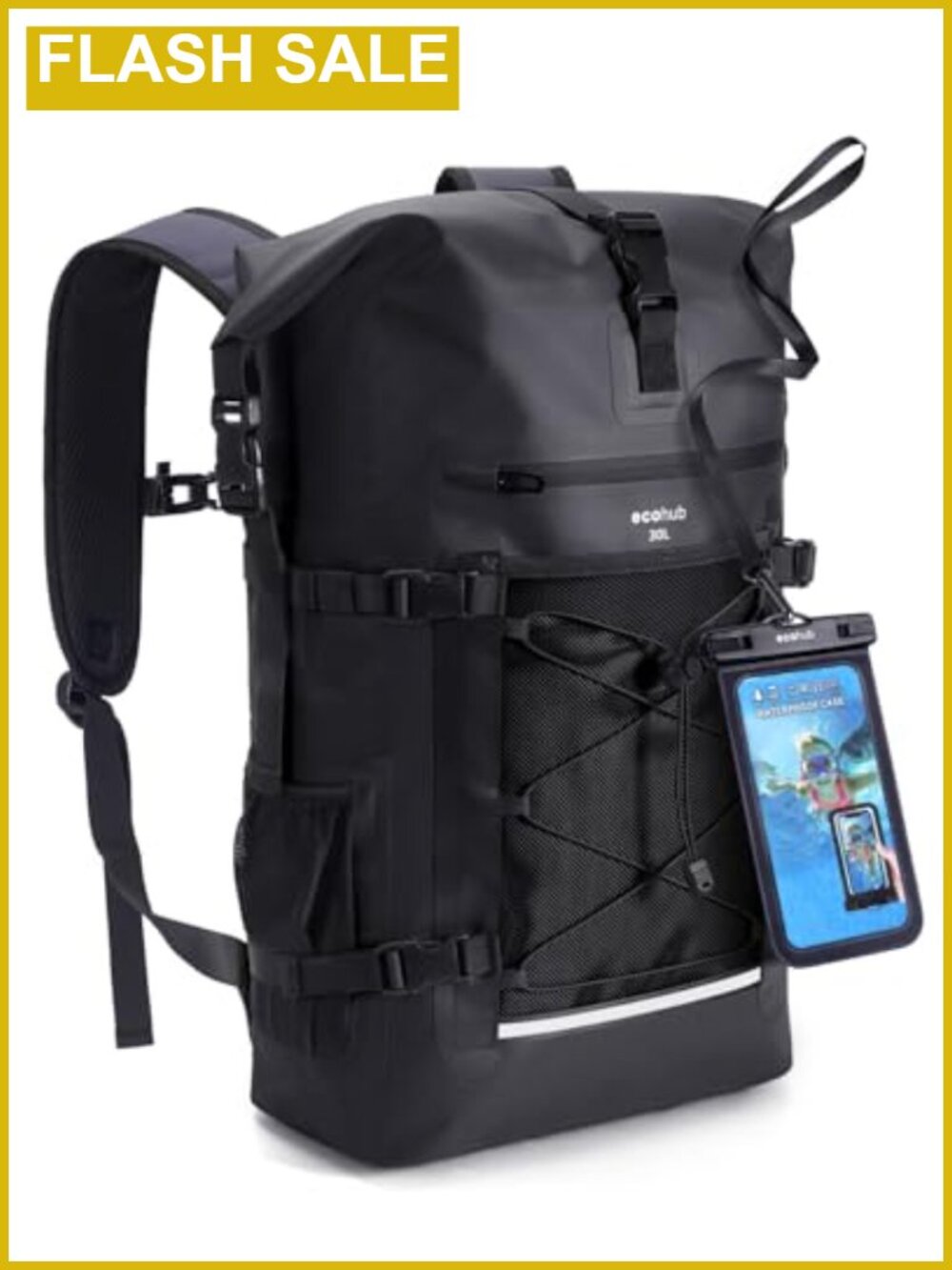 30L Waterproof Roll-Top Backpack 500D PVC Dry Bag Heavy Duty Outdoor